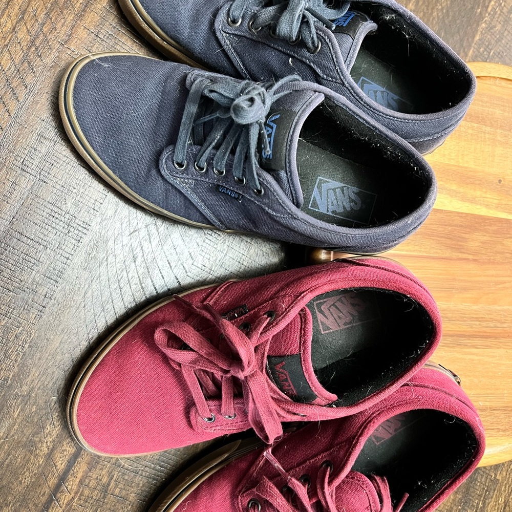 Vans Men's Navy and Maroon Canvas Shoes